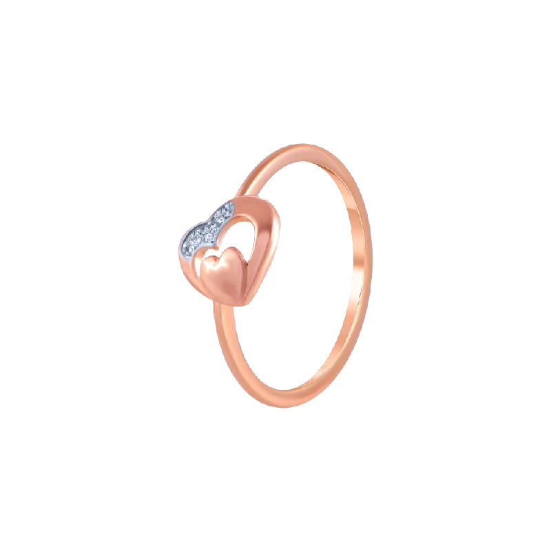 14k (585) Rose Gold And Diamond Ring For Women