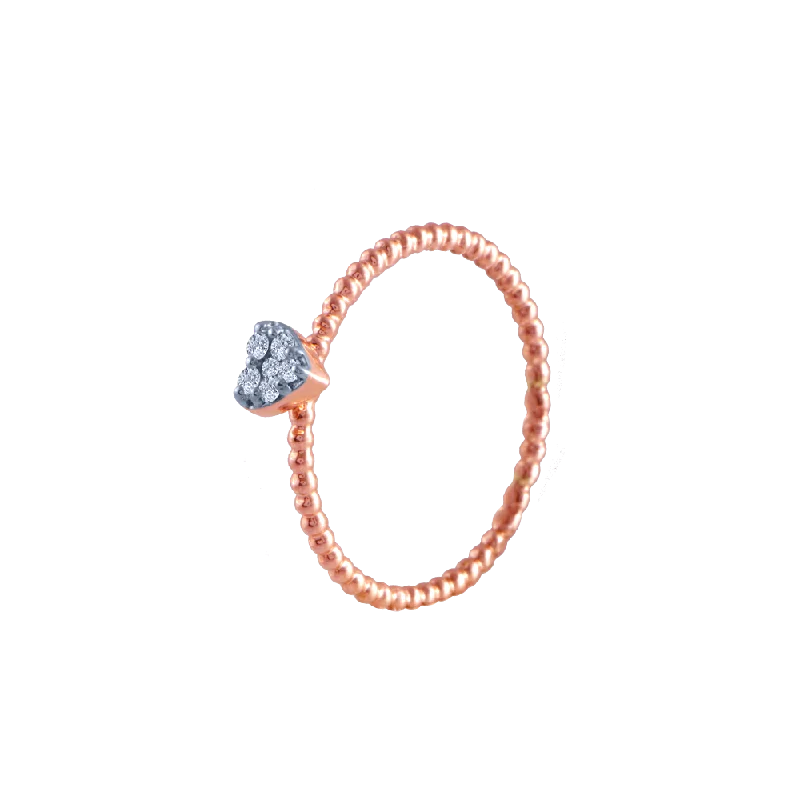 14k (585) Rose Gold And Diamond Ring For Women