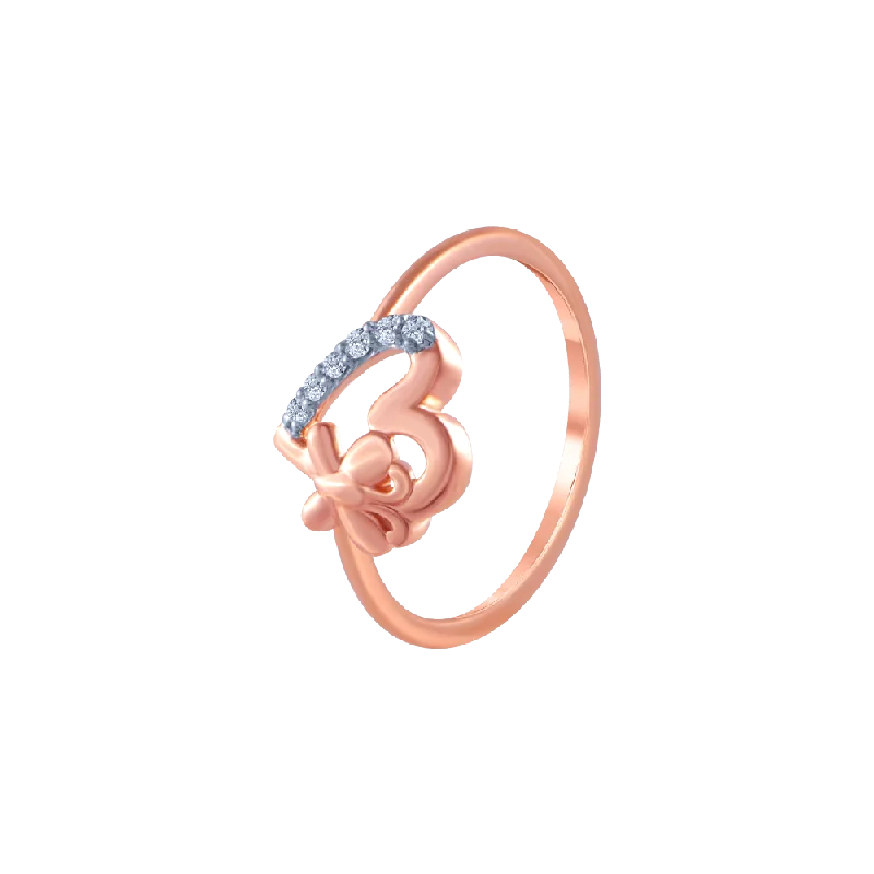 14k (585) Rose Gold And Diamond Ring For Women