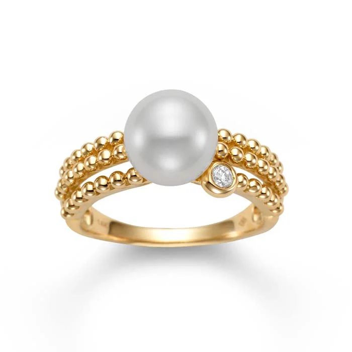 Mastoloni Pearl 3-Row Beaded Ring in 14K Yellow Gold