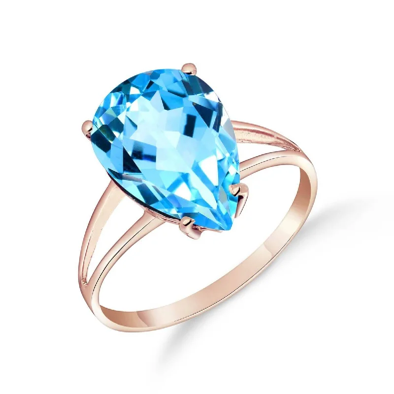 5 Carat 14K Solid Rose Gold Sensuality Blue Topaz Ring