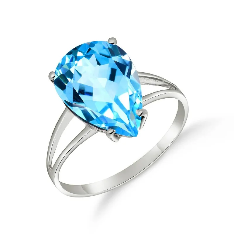 5 Carat 14K Solid White Gold Fire Buried In Snow Blue Topaz Ring