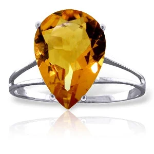 5 Carat 14K Solid White Gold Licks Of Love Citrine Ring