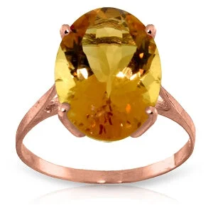 6 Carat 14K Solid Rose Gold Ring Natural Oval Citrine