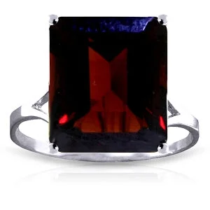 7 Carat 14K Solid White Gold Ring Natural Octagon Garnet