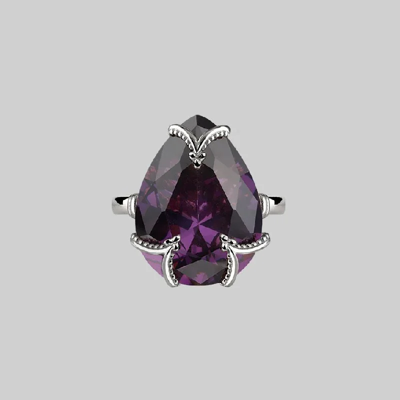 MALEFICENT. Amethyst CZ Gothic Ring - Silver