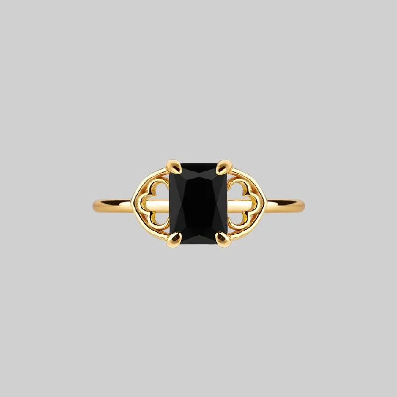 RAPTURE. Onyx & Gothic Arches Ring - Gold