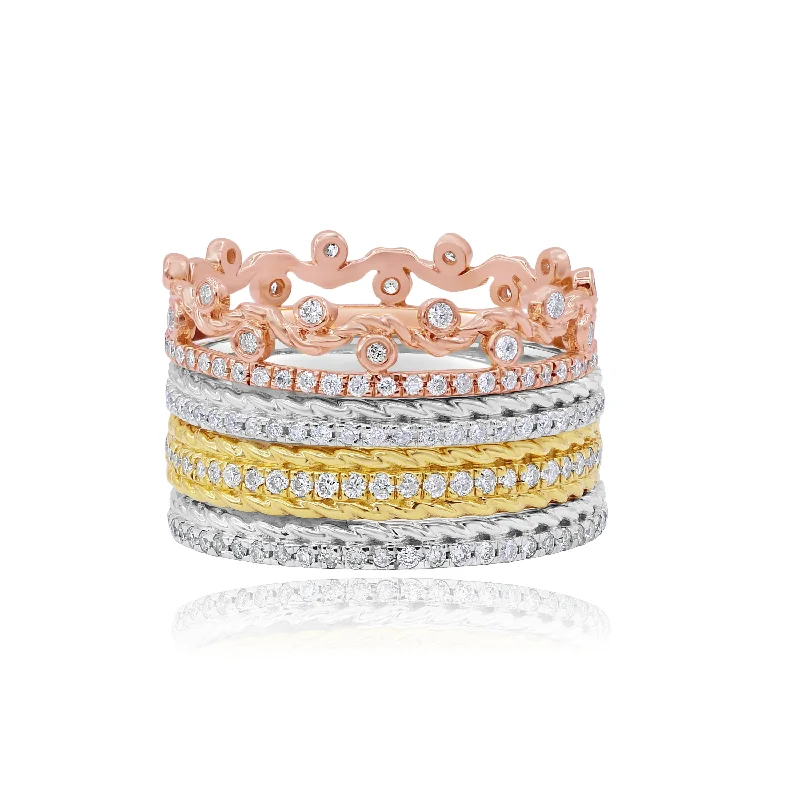 0.91ct Diamond Ring set in 14KT White, Yellow and Rose Gold / FORR8539A4