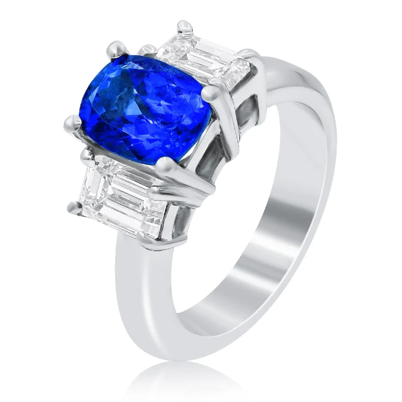 1.71ct Diamond and 2.31ct Tanzanite Ring set in Platinum / MB2505B