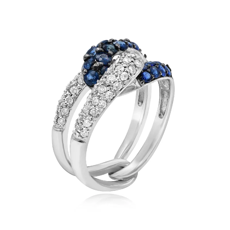 0.46ct Diamond and 1.43ct Sapphire Ring set in 14KT White Gold / R10545