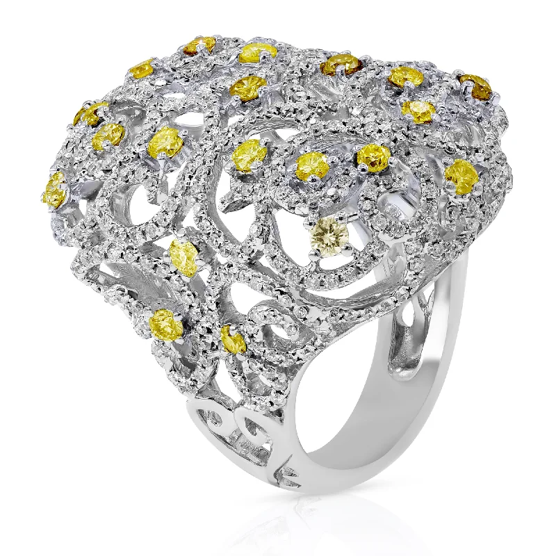 1.79ct White and 1.35ct Yellow Diamond Ring set in 18KT White Gold / RC253D