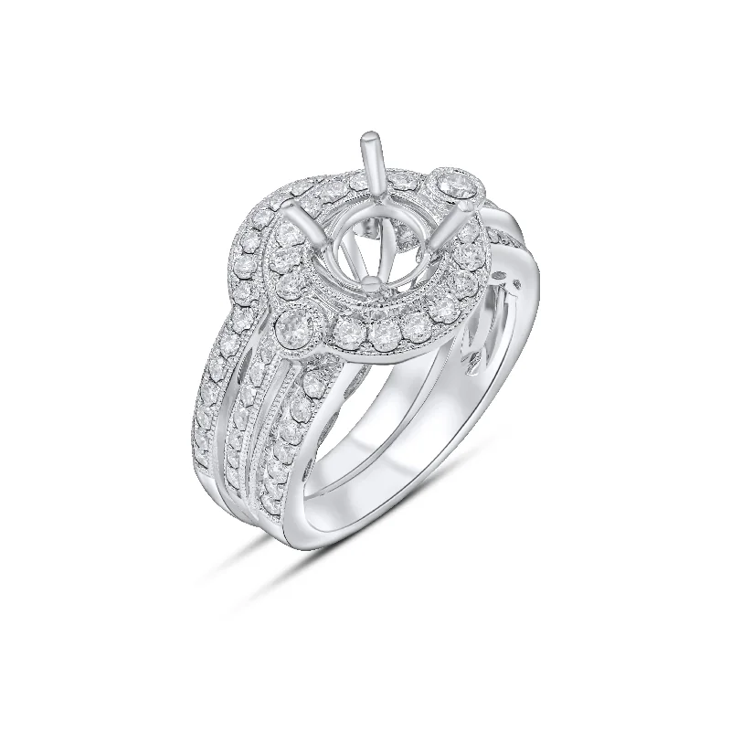 1.21ct Diamond Semi Mounts Ring set in 14KT White Gold / RC518A