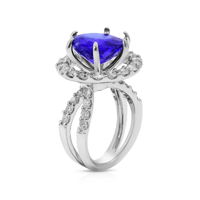 2.35ct Diamond and 8.23ct Tanzanite Ring set in 14KT White Gold / RE202A