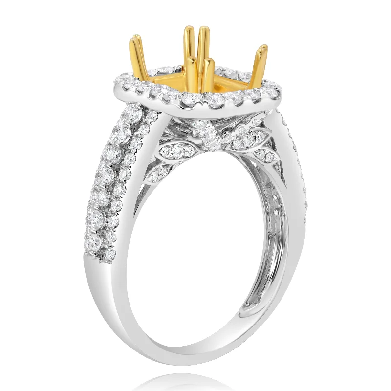 1.18ct Diamond Semi Mounts Ring set in 18KT White and Yellow Gold / RG704F