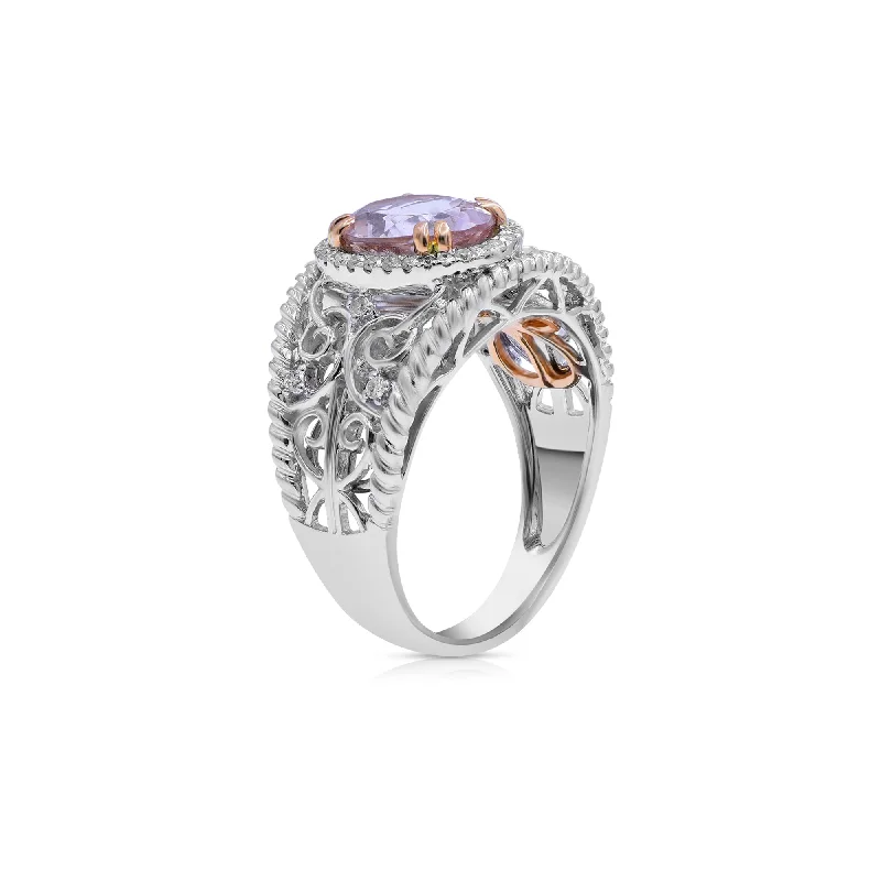 0.20ct Diamond and 1.68ct Morganite Ring set in 18KT White and Rose Gold / RH468