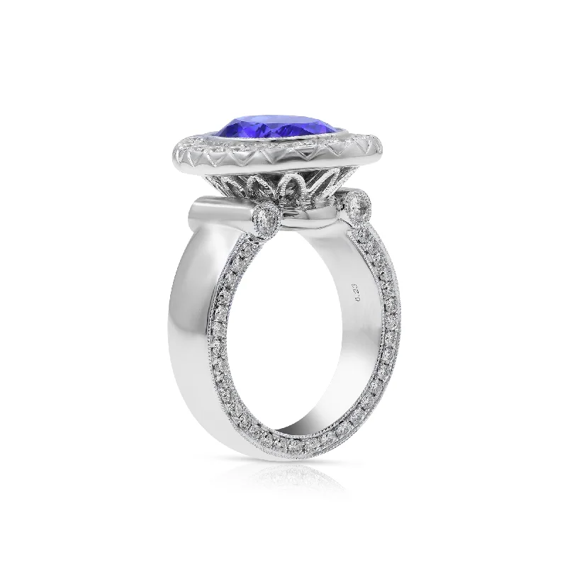 1.53ct Diamond and 6.23ct Tanzanite Ring set in 18KT White Gold / RK425A