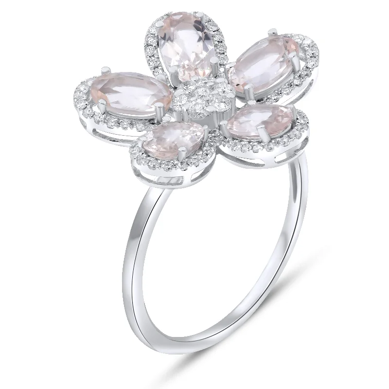 0.37ct Diamond and 1.90ct Morganite Ring set in 14KT White Gold / RL757