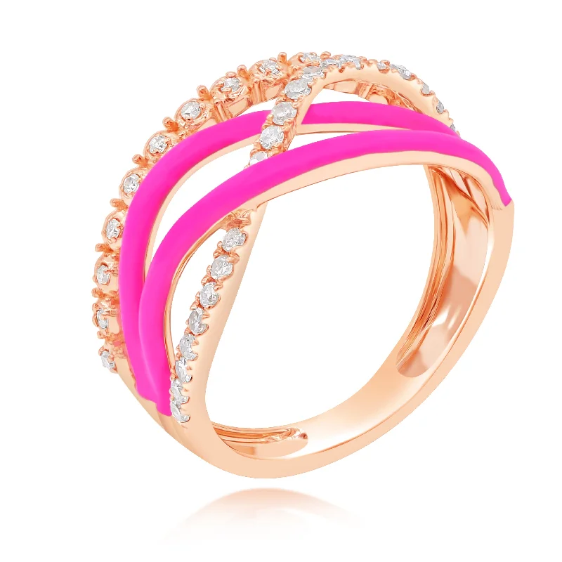 0.31ct Diamond Enamel Ring set in 14KT Rose Gold / RN226P1