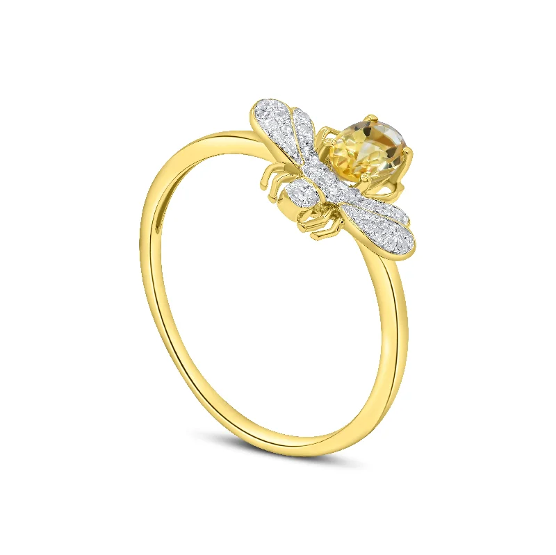 0.10ct Diamond and 0.45ct  Citrine Ring set in 14KT Yellow Gold / RP53658C