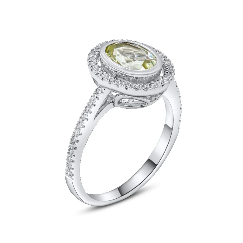 0.24ct Diamond and 1.11ct Lemon Quartz Ring set in 14KT White Gold / RSC8478