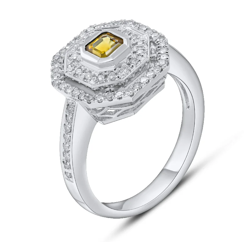 0.33ct Diamond and 0.34ct Citrine Ring set in 14KT White Gold / RSC8481C