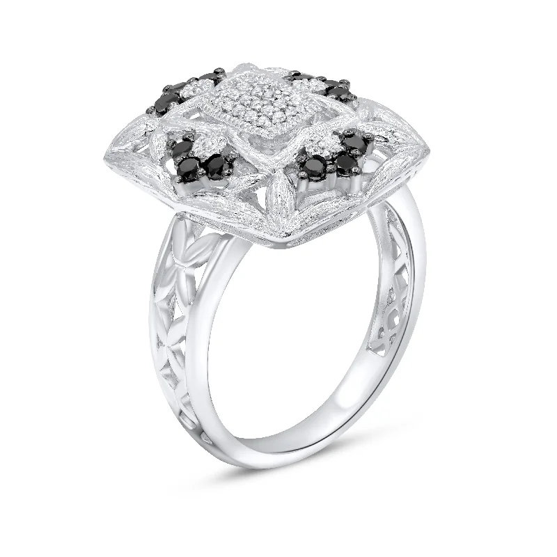 0.09ct White and 0.29ct Black Diamond Ring set in 14KT White Gold / S46219B