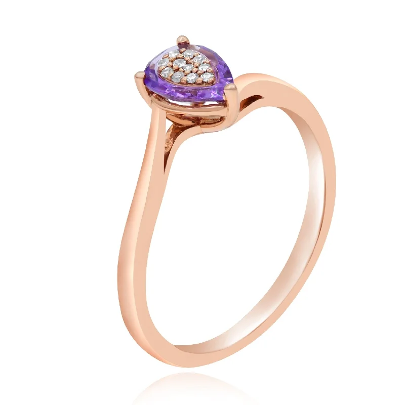 0.03ct Diamond and 0.63ct Amethyst Ring set in 14KT Rose Gold / S63782B