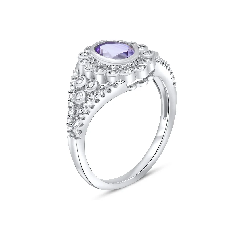 0.32ct Diamond and 0.75ct Amethyst Ring set in 14KT White Gold / SDR2790