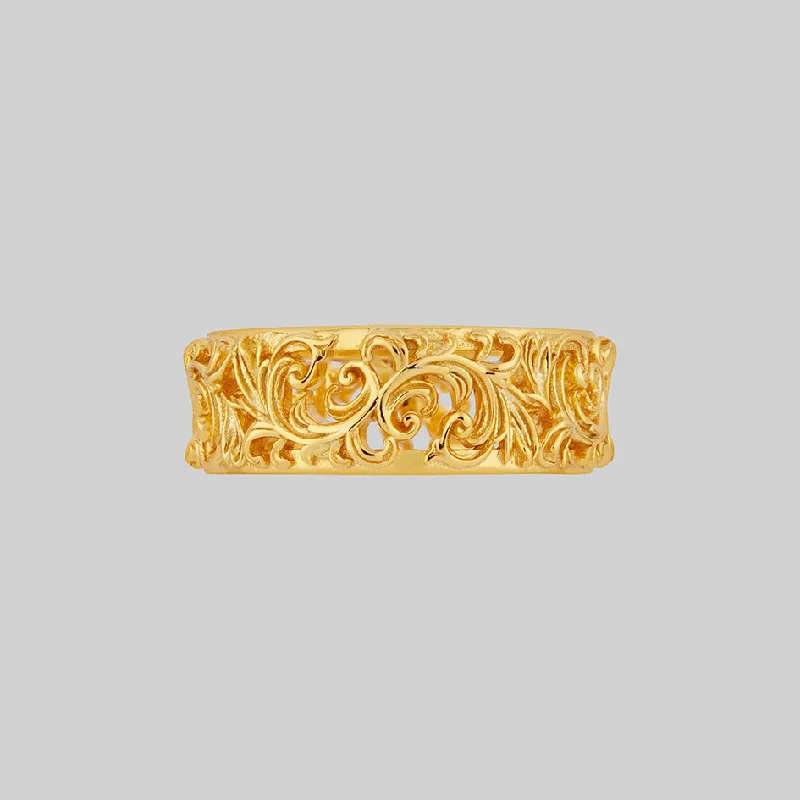 RULE. Ornate Flourish Band Ring - Gold