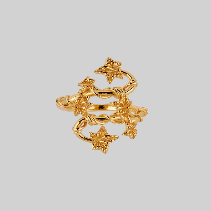 THORA. Climbing Ivy Ring - Gold