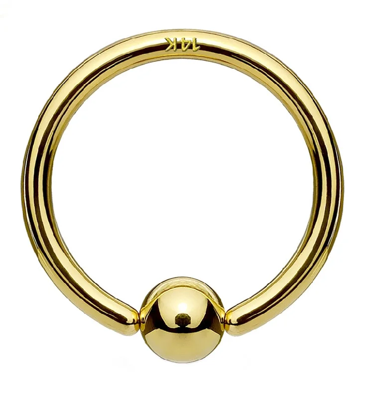 14kt Gold Fixed Ball Captive Bead Ring