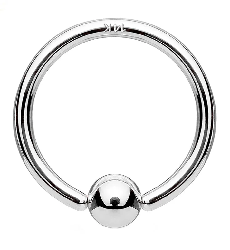 14kt White Gold Fixed Ball Captive Bead Ring