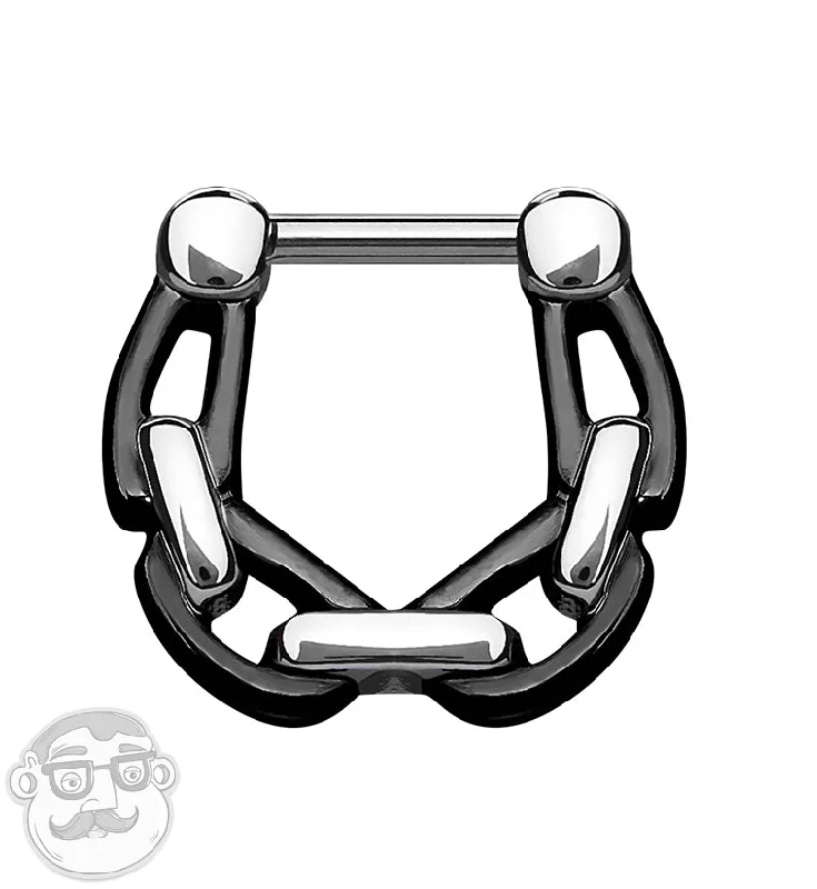 16G Black Linked Stainless Steel Septum Clicker