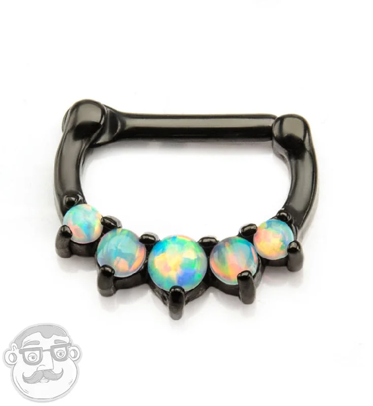 16G Black PVD Opalite Stainless Steel Septum Clicker