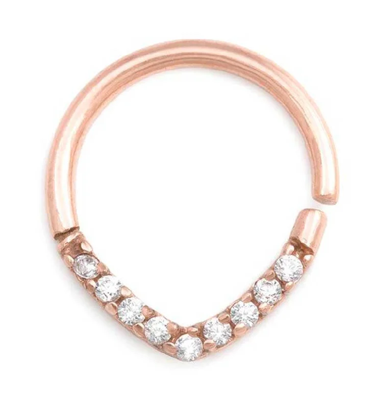 16G Rose Gold PVD Teardrop CZ Seamless Ring