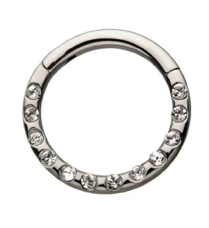 16G Titanium Hinged Frontal CZ Segment Ring