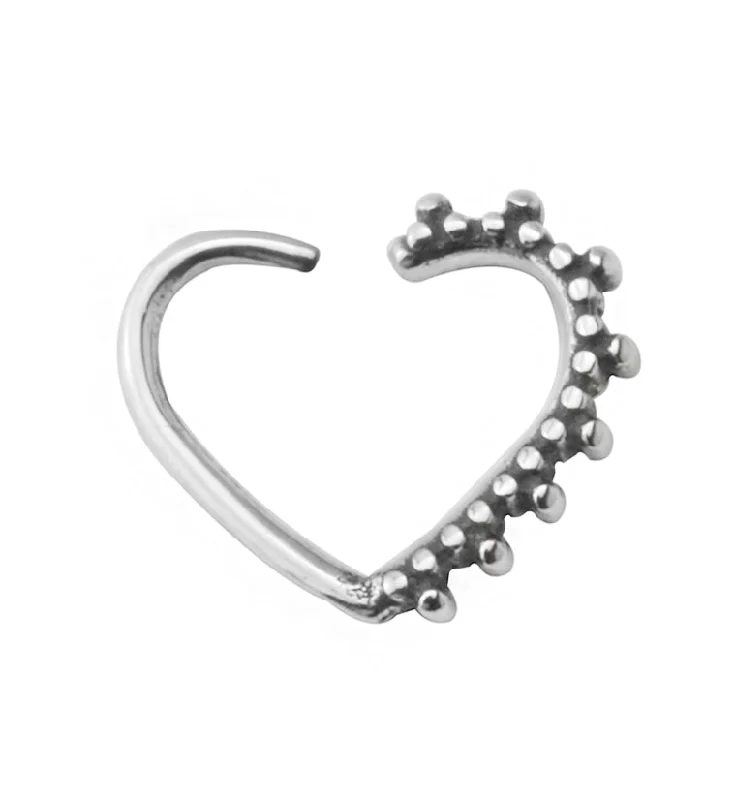 Beaded Heart Seamless Hoop Ring