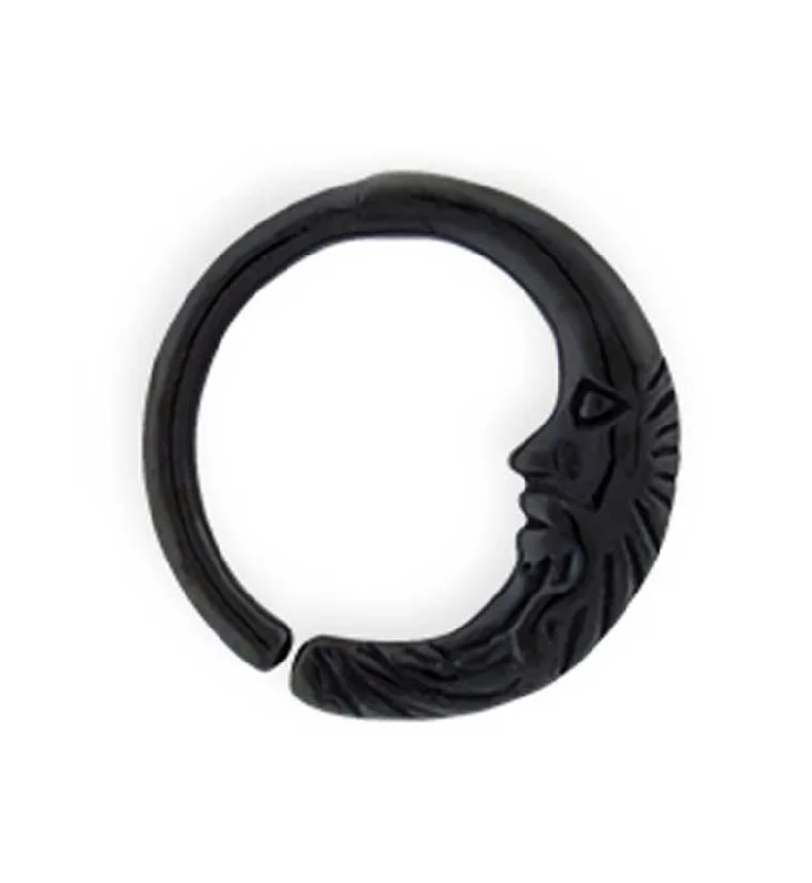 Black Crescent Moon Seamless Ring