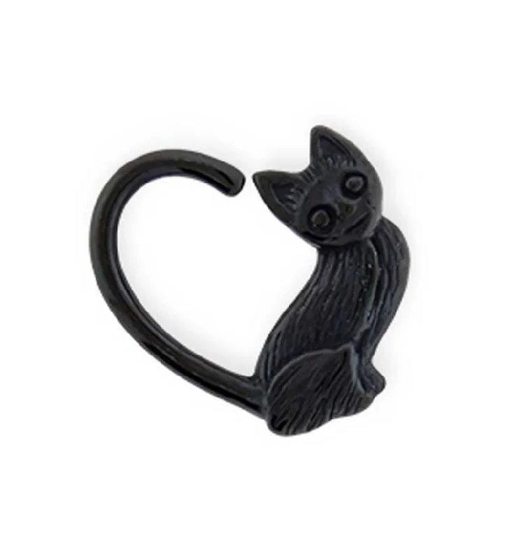 Black Kitty Cat Heart Seamless Ring