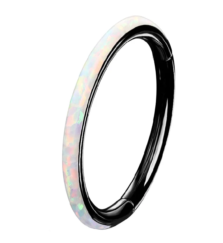 Black PVD Opalite Orbed Hinged Segment Ring