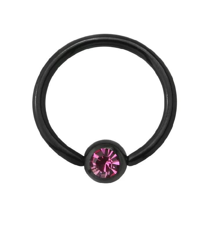 Black PVD Pink CZ Captive Ring