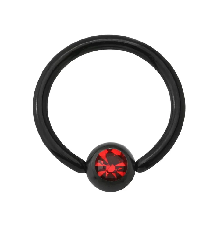 Black PVD Red CZ Captive Ring