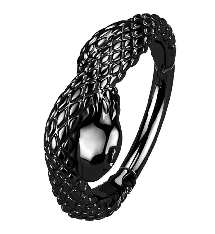 16G Black PVD Snake Stainless Steel Hinged Segment Ring