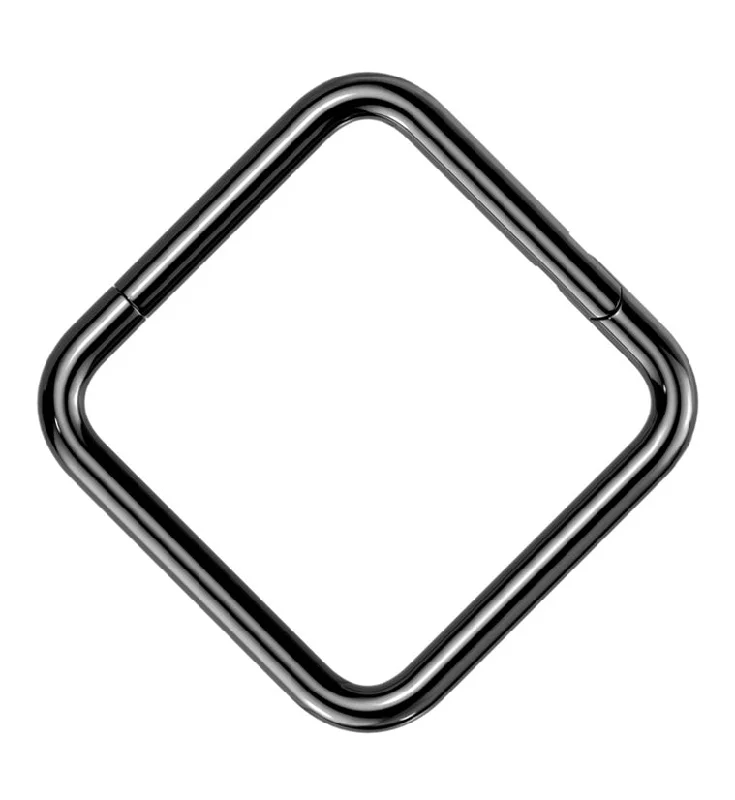 Black PVD Square Titanium Hinged Segment Ring