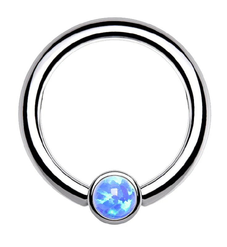 Blue Opalite Titanium Captive Ring