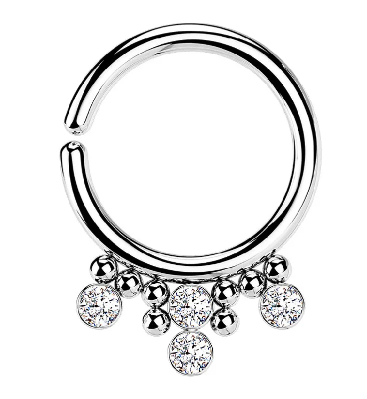 Cluster Beaded CZ Annealed Seamless Hoop Ring