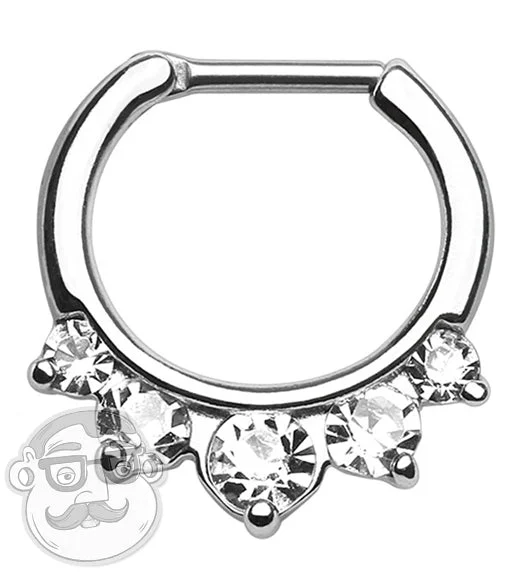 Five Clear CZ Gem Septum Clicker