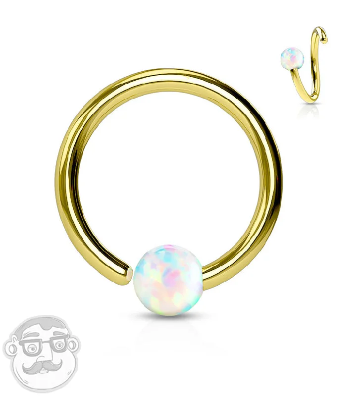 Gold PVD Opalite Fixed Captive Ring