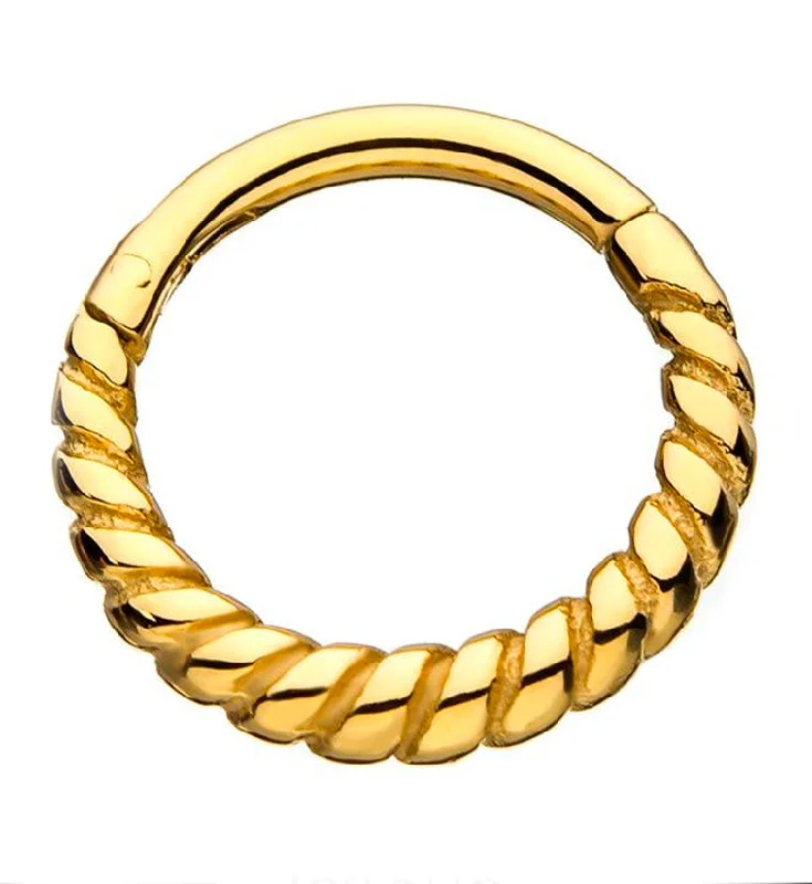 Gold PVD Twine Hinged Segment Ring