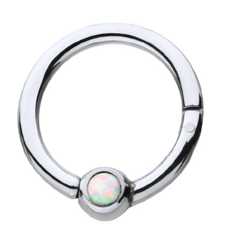 Opalite Titanium Hinged Segment Captive Ring